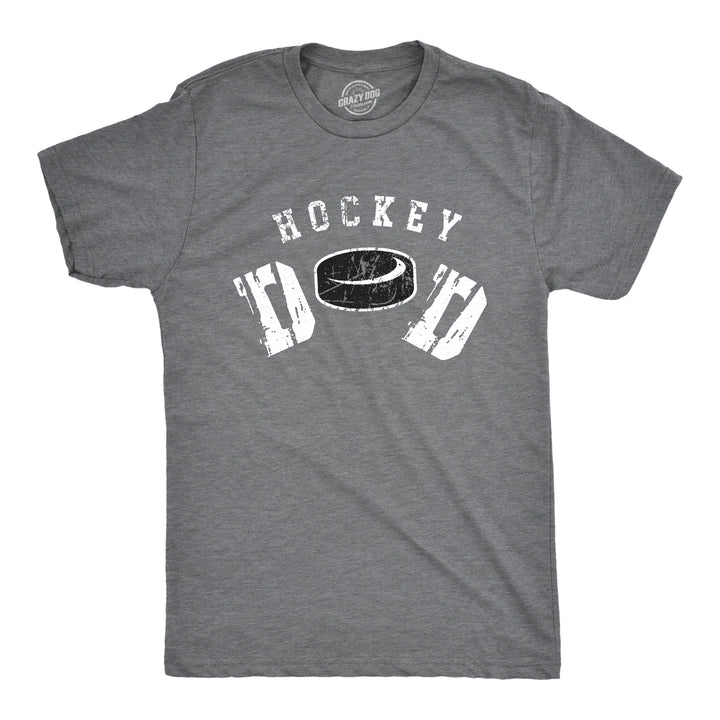 Funny Dark Heather Grey Hockey Dad Mens T Shirt Nerdy Father's Day Hockey Tee