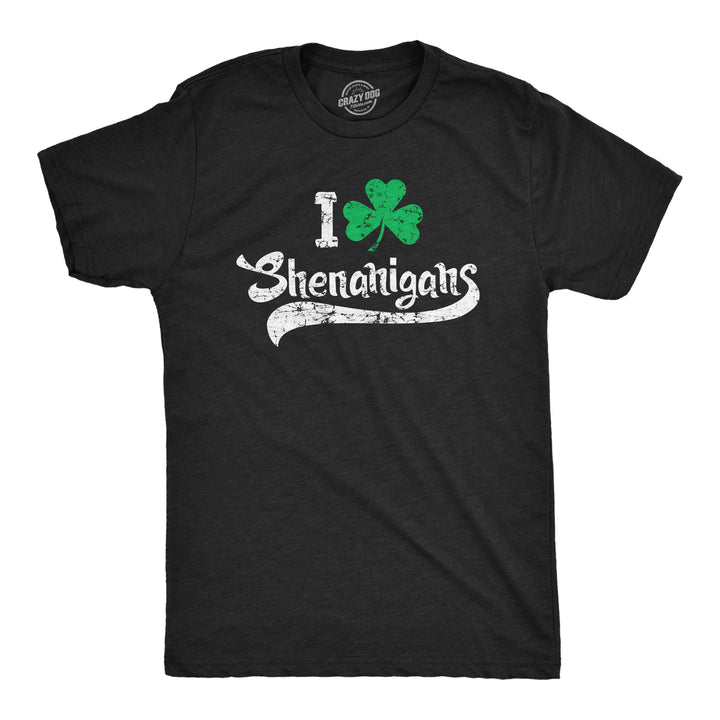 Funny Heather Black - Two Color Print I Clover Shenanigans Mens T Shirt Nerdy Saint Patrick's Day Drinking Tee