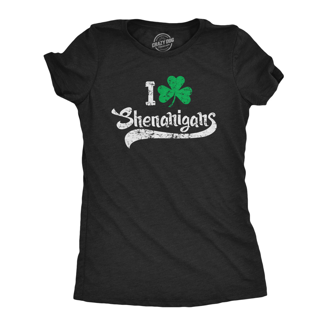 Funny Heather Black - Two Color Print I Clover Shenanigans Womens T Shirt Nerdy Saint Patrick's Day Drinking Tee