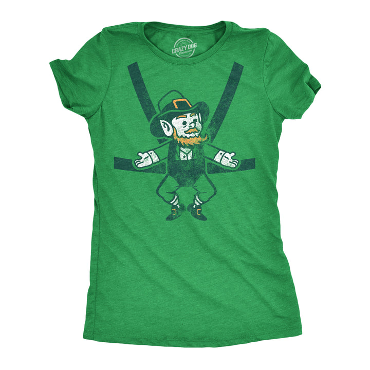 Funny Heather Green Leprechaun Baby Harness Womens T Shirt Nerdy Saint Patrick's Day Sarcastic Tee