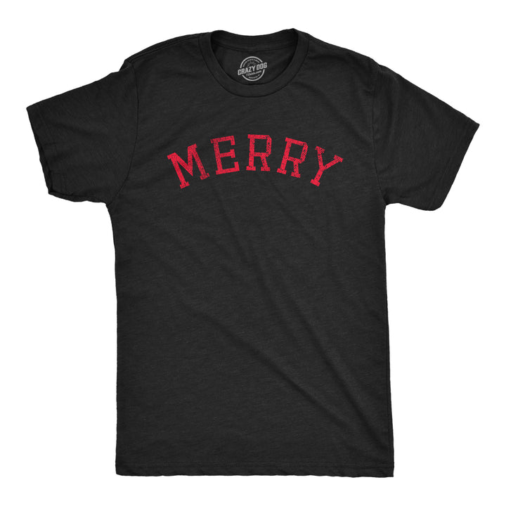 Funny Heather Black - MERRY Merry Mens T Shirt Nerdy Christmas Tee