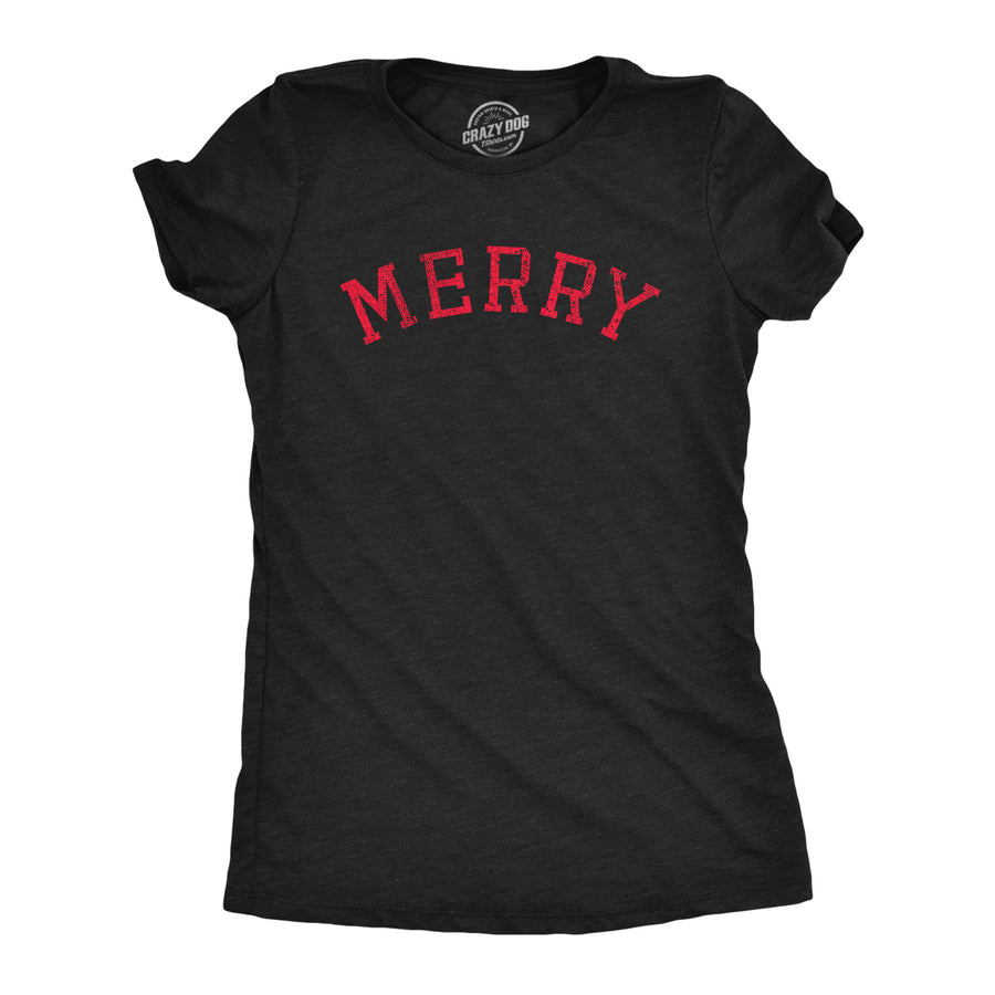 Funny Heather Black - Merry Merry Womens T Shirt Nerdy Christmas Tee