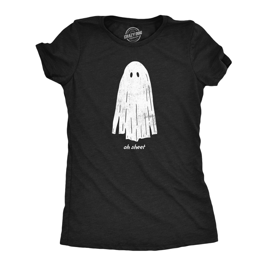 Funny Heather Black - Oh Sheet Oh Sheet Womens T Shirt Nerdy Halloween Tee