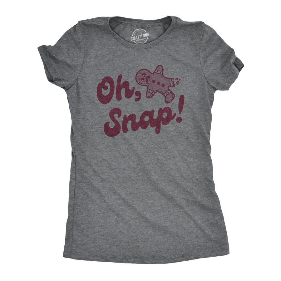 Funny Dark Heather Grey - SNAP Oh Snap Womens T Shirt Nerdy Christmas Food Sarcastic Tee