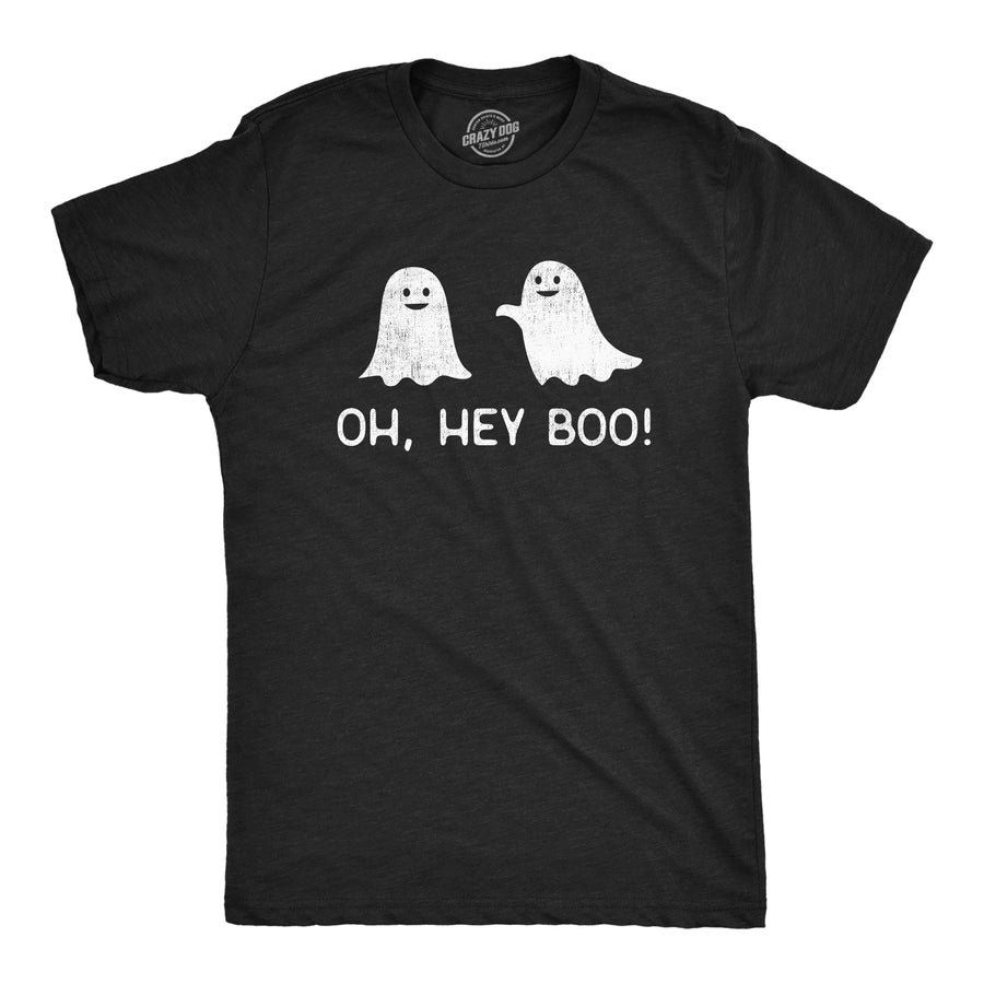 Funny Heather Black - BOO Oh Hey Boo Mens T Shirt Nerdy Halloween Sarcastic Tee