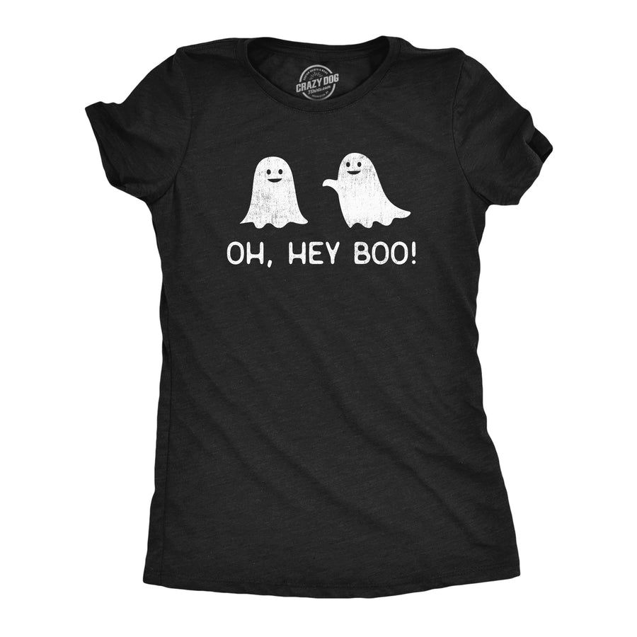 Funny Heather Black - BOO Oh Hey Boo Womens T Shirt Nerdy Halloween Sarcastic Tee