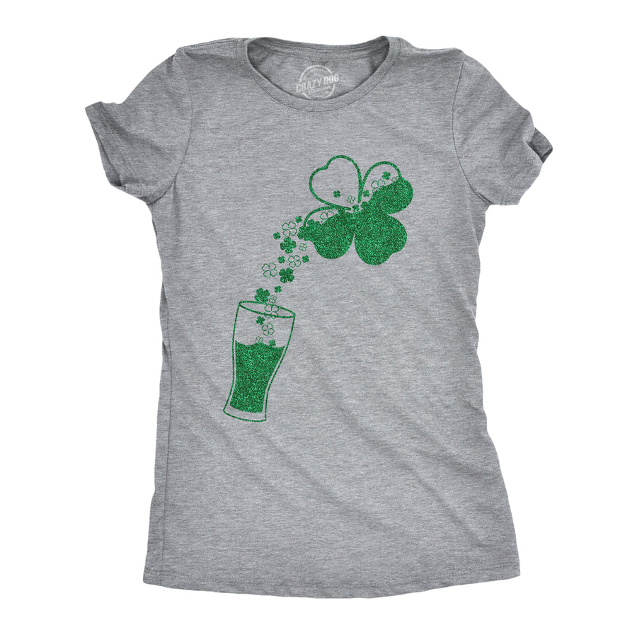 Funny Light Heather Grey - Shamrock Glitter Pouring Glitter Shamrock Womens T Shirt Nerdy Saint Patrick's Day Drinking Beer Tee