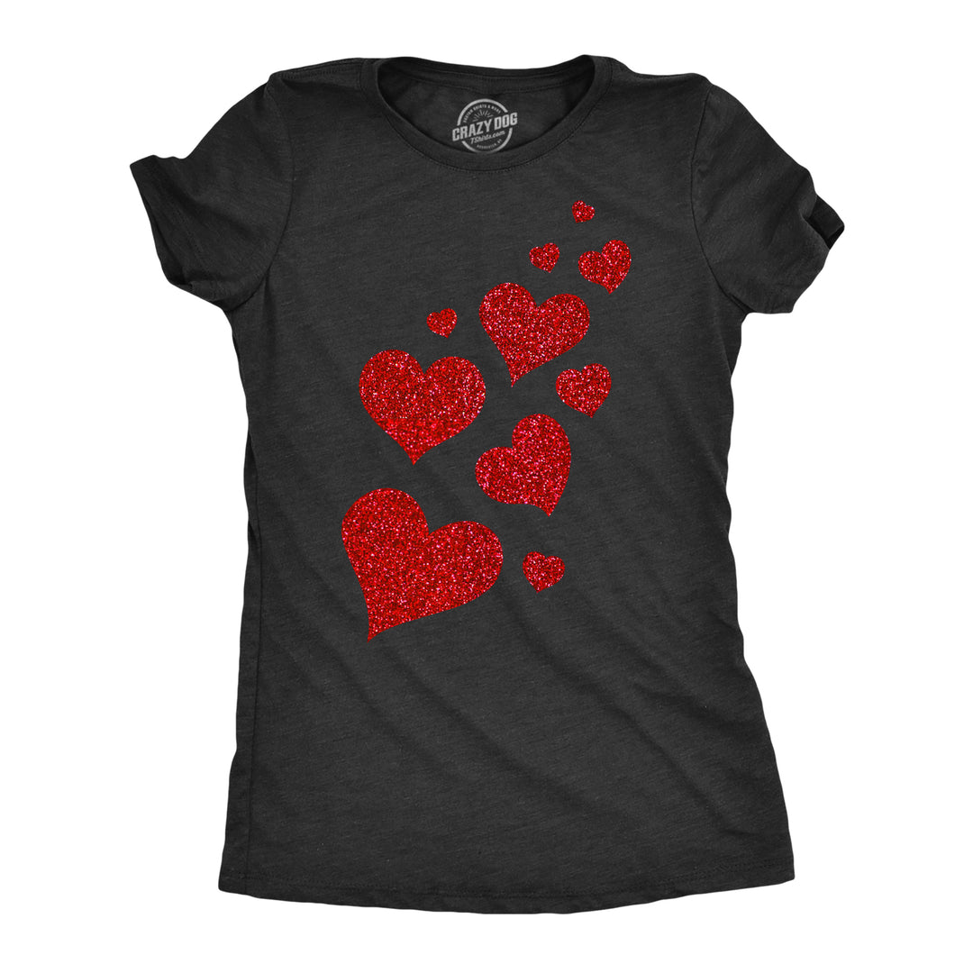 Funny Heather Black - Hearts Glitter Ink Glitter Hearts Womens T Shirt Nerdy Valentine's Day Mother's Day Tee