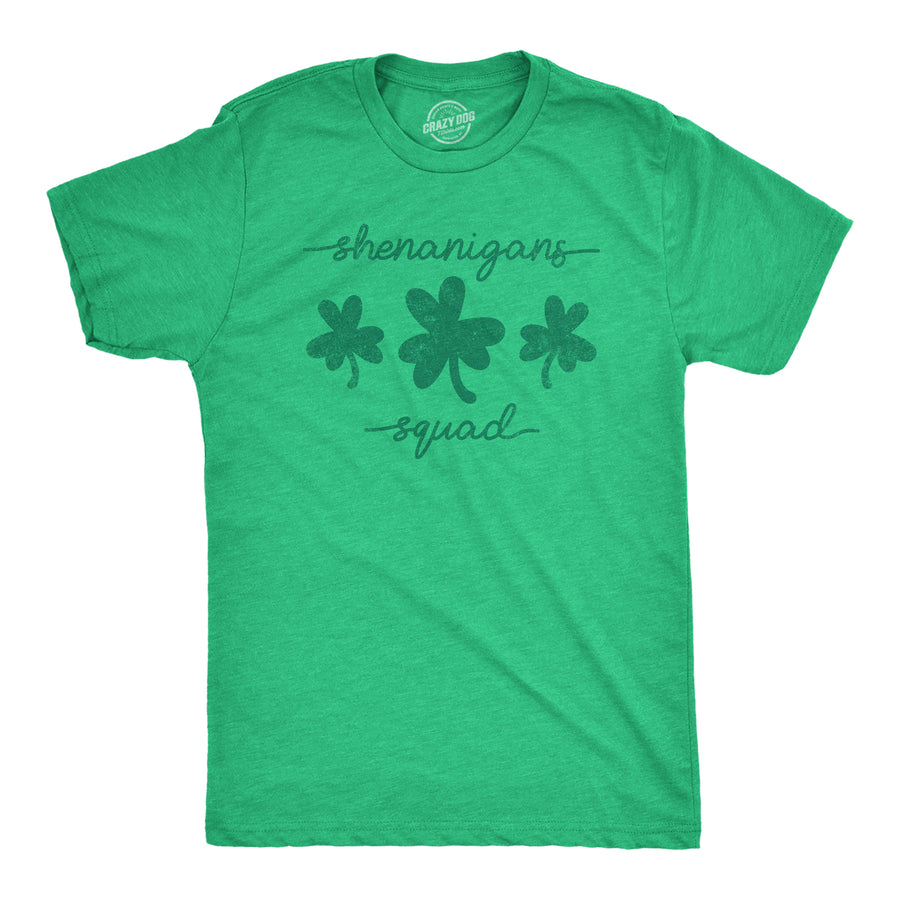 Funny Heather Green Shenanigans Squad Mens T Shirt Nerdy Saint Patrick's Day Tee