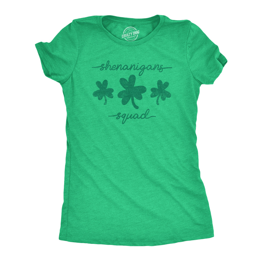 Funny Heather Green - Shenanigans Squad Shenanigans Squad Womens T Shirt Nerdy Saint Patrick's Day Tee