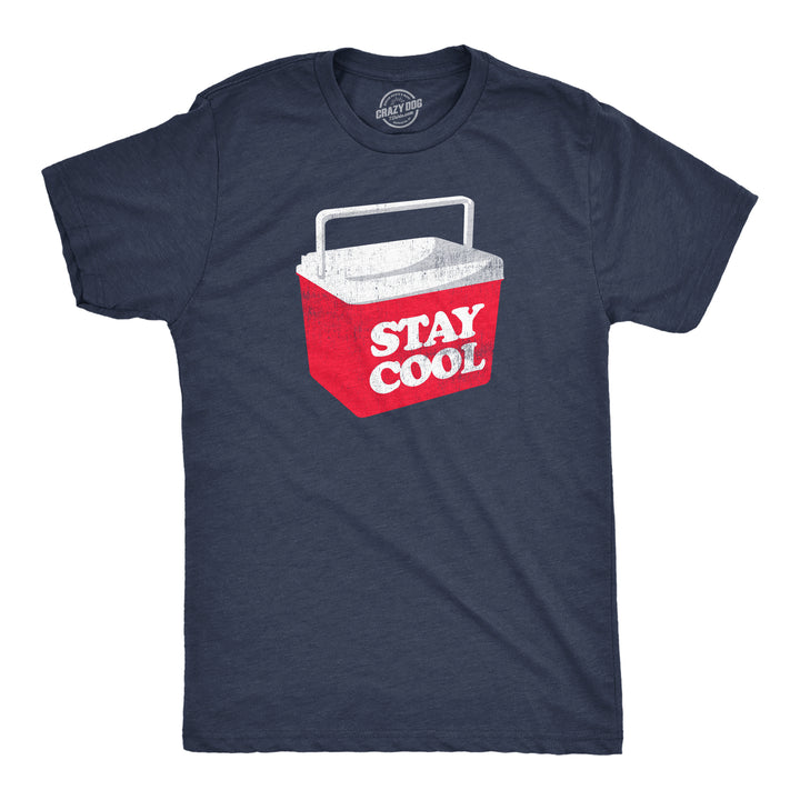 Funny Heather Navy - COOL Stay Cool Mens T Shirt Nerdy Drinking Sarcastic Tee