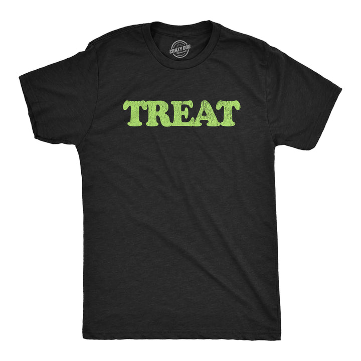 Funny Heather Black - Mens TREAT Trick or Treat Mens T Shirt Nerdy Halloween Tee