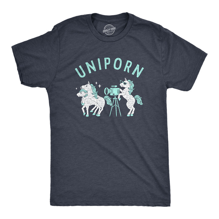 Funny Heather Navy - UNIPORN Uniporn Mens T Shirt Nerdy Unicorn Sex Tee