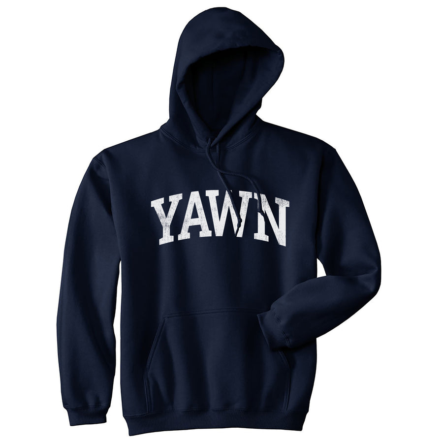 Funny Heather Navy - YAWN Yawn Hoodie Nerdy Sarcastic Tee