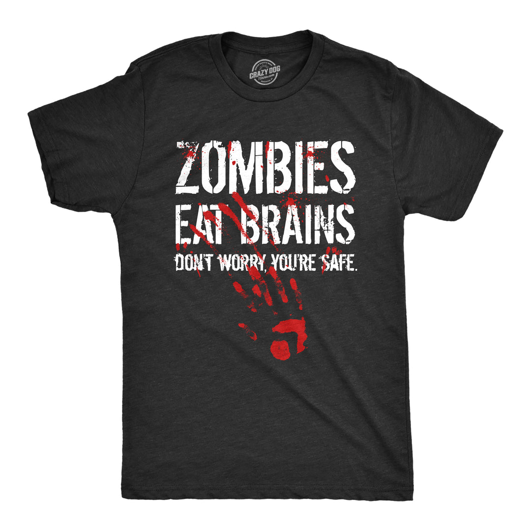 Funny Heather Black - 2 Color Print Zombies Eat Brains Multicolor print Mens T Shirt Nerdy Zombie Sarcastic Tee