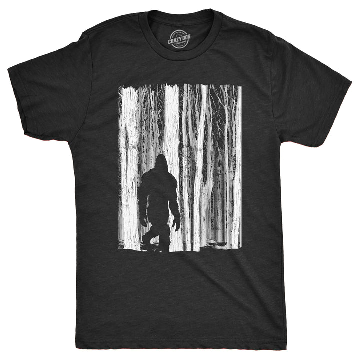 Funny Heather Black - BIGFOOT Bigfoot In The Forest Mens T Shirt Nerdy Sarcastic Tee