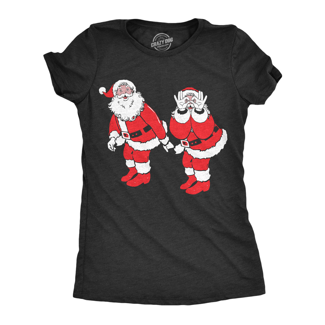 Funny Heather Black - Griddy Griddy Dance Santa Womens T Shirt Nerdy Christmas Internet sarcastic Tee