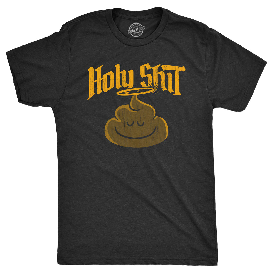 Funny Heather Black - SHIT Holy Shit Mens T Shirt Nerdy Toilet religion Sarcastic Tee