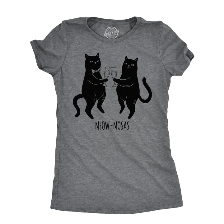 Funny Dark Heather Grey - MEOW Meow Mosas Womens T Shirt Nerdy cat drinking Tee