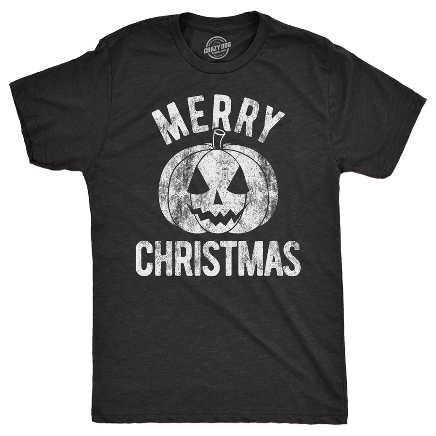 Funny Heather Black - CHRISTMAS Merry Christmas Pumpkin Mens T Shirt Nerdy halloween Sarcastic Tee