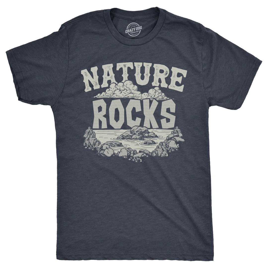 Funny Heather Navy - ROCKS Nature Rocks Mens T Shirt Nerdy Sarcastic Tee