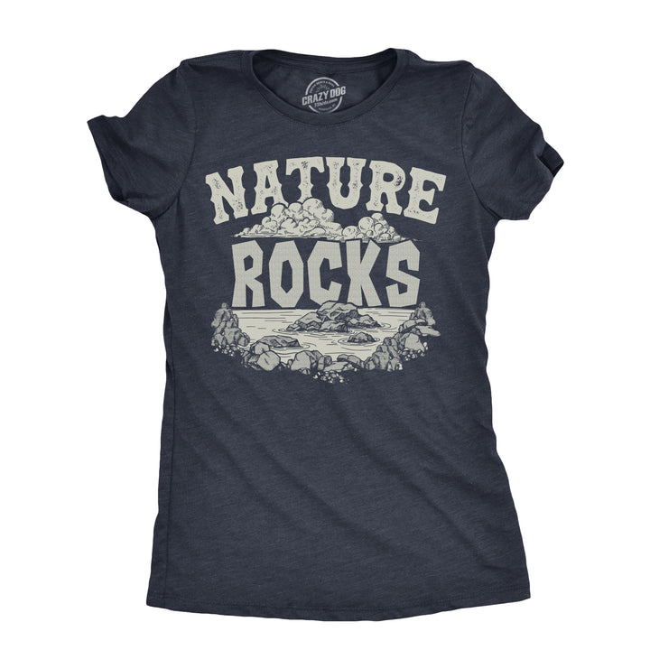 Funny Heather Navy - ROCKS Nature Rocks Womens T Shirt Nerdy Sarcastic Tee