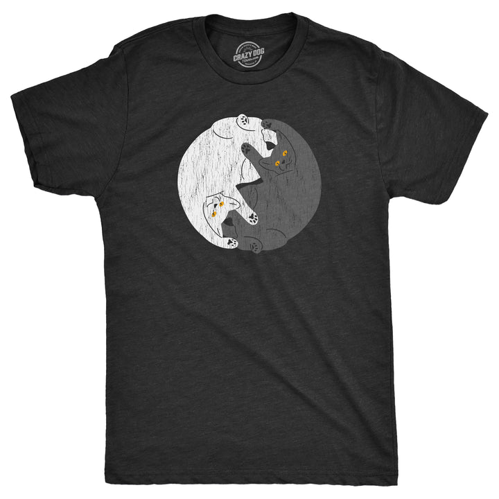 Funny Heather Black - YINYANG Yin Yang Cats Mens T Shirt Nerdy cat Tee