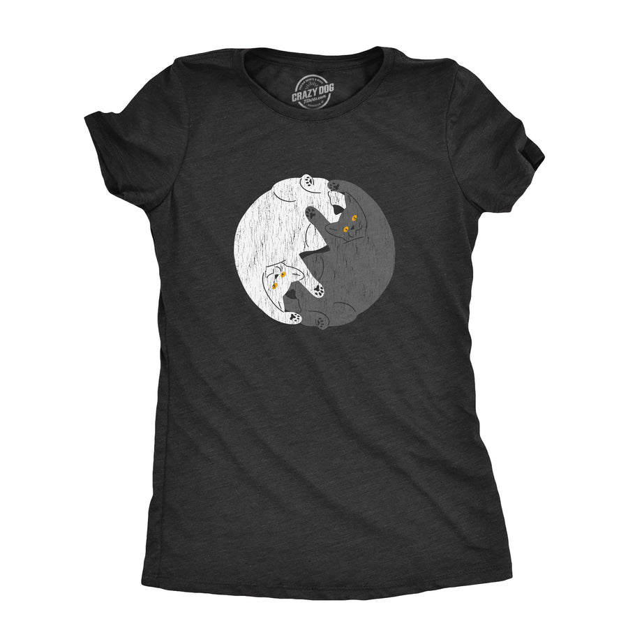 Funny Heather Black - YINYANG Yin Yang Cats Womens T Shirt Nerdy cat Tee