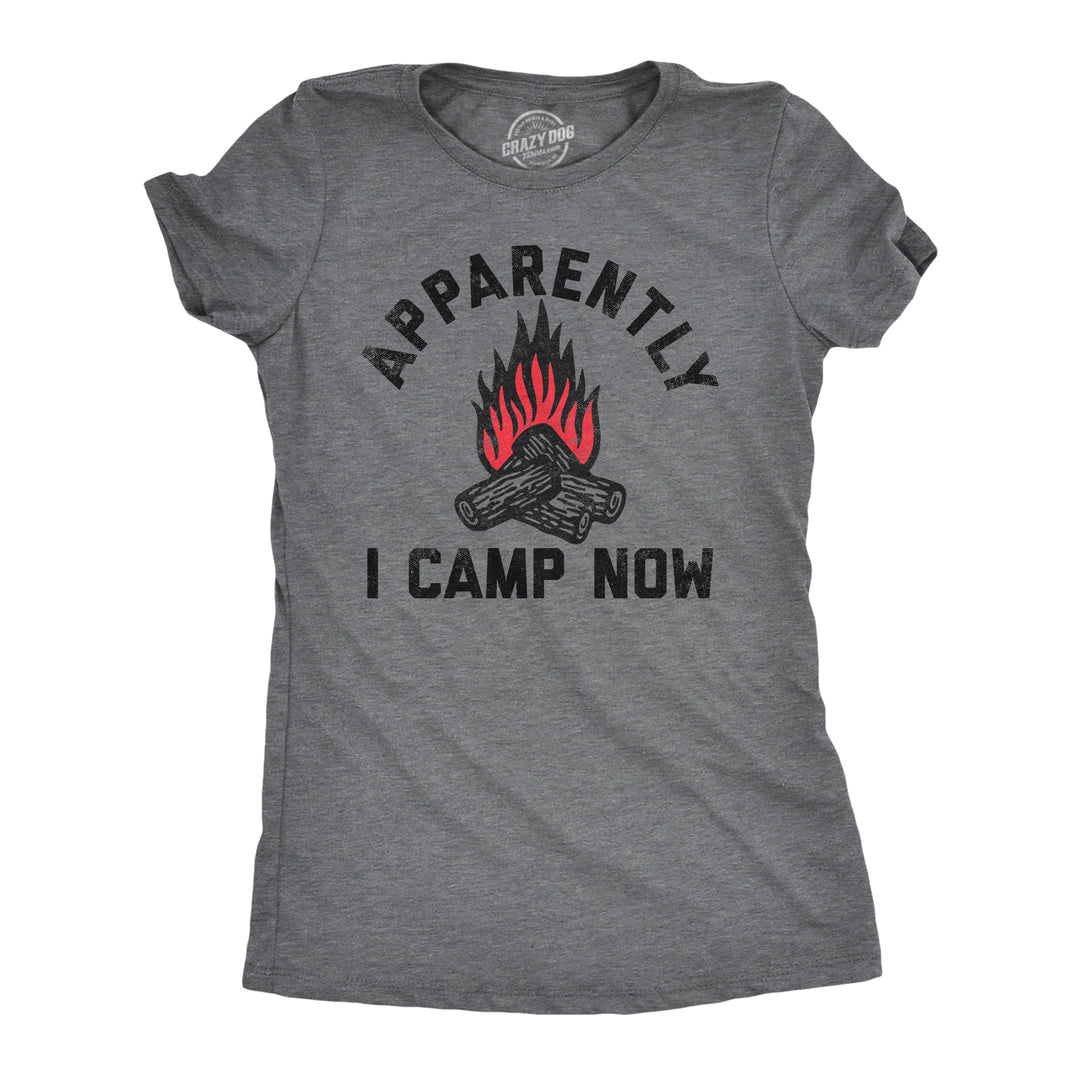 Funny Dark Heather Grey - Camp Now Apparently I Camp Now Womens T Shirt Nerdy Camping sarcastic Tee