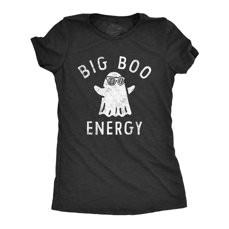 Funny Heather Black - BOO Big Boo Energy Womens T Shirt Nerdy Halloween Sarcastic Tee