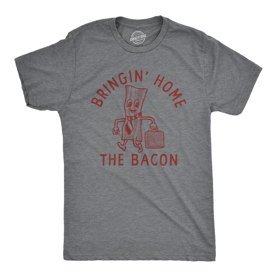 Funny Dark Heather Grey - BACON Bringing Home The Bacon Mens T Shirt Nerdy Food Office Tee