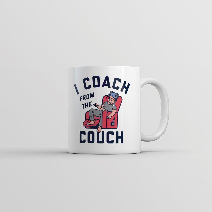 Funny White I Coach From The Couch Coffee Mug Nerdy Sarcastic Tee