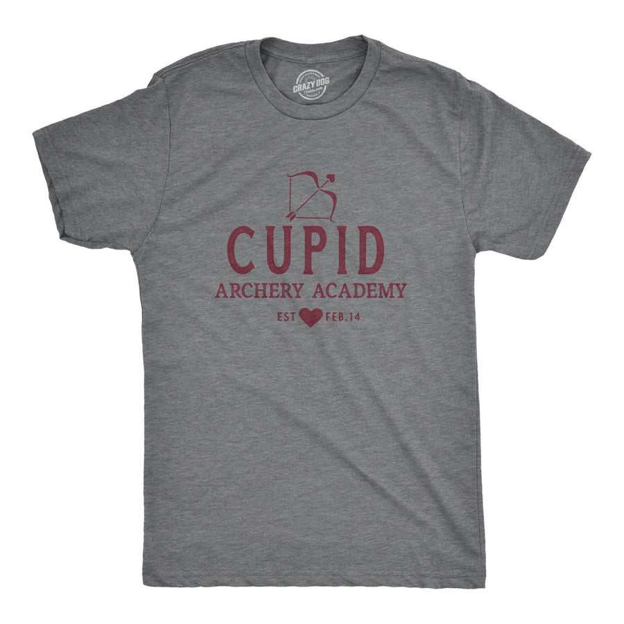 Funny Dark Heather Grey - Archery Cupid Archery Academy Mens T Shirt Nerdy Valentine's Day Tee