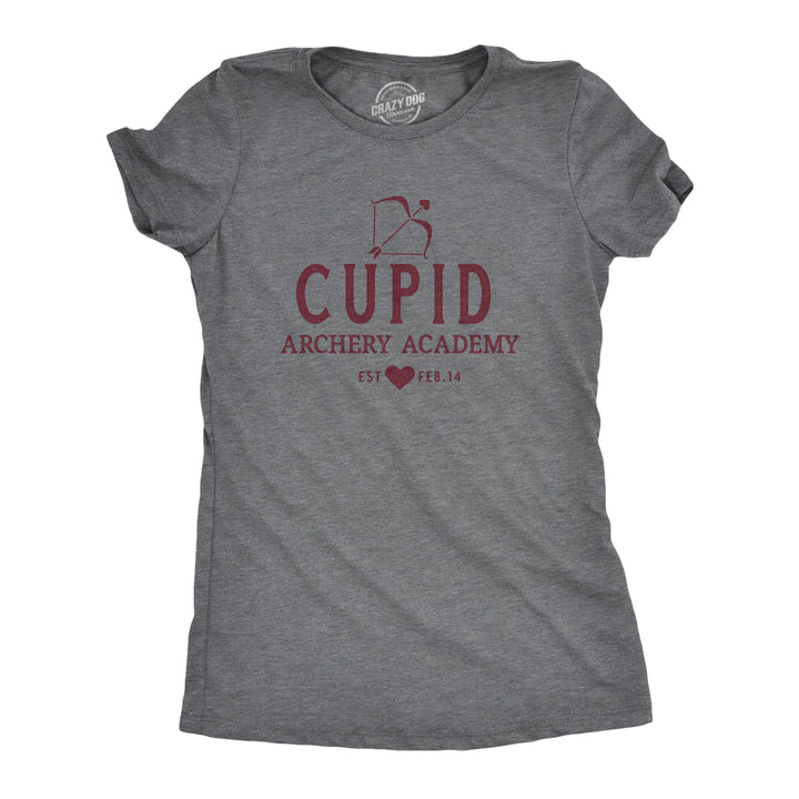 Funny Dark Heather Grey - ARCHERY Cupid Archery Academy Womens T Shirt Nerdy Valentine's Day Tee