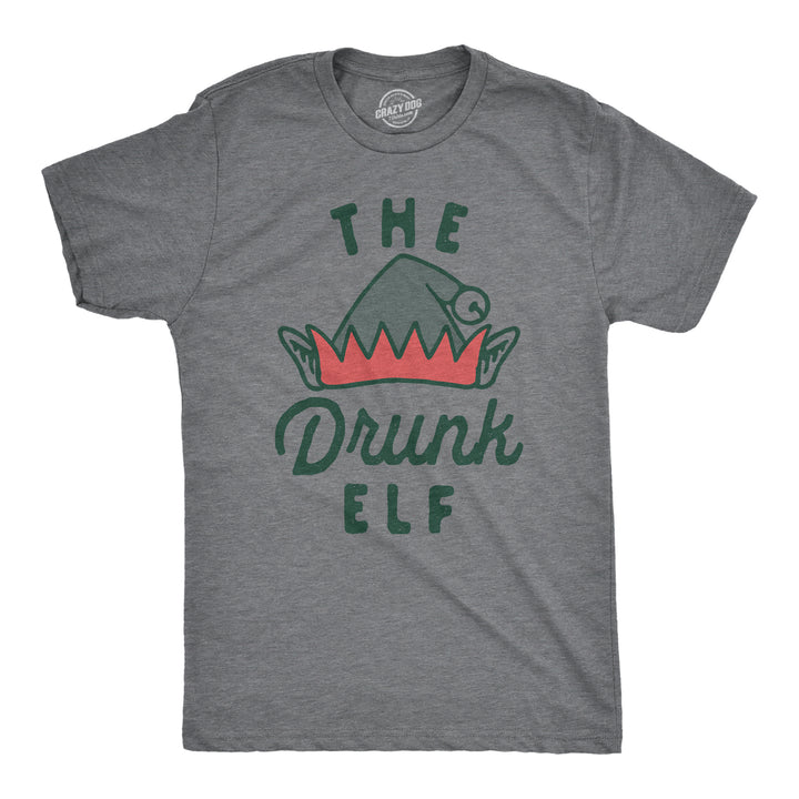 Funny Dark Heather Grey - DRUNKELF The Drunk Elf Mens T Shirt Nerdy Christmas Drinking Tee