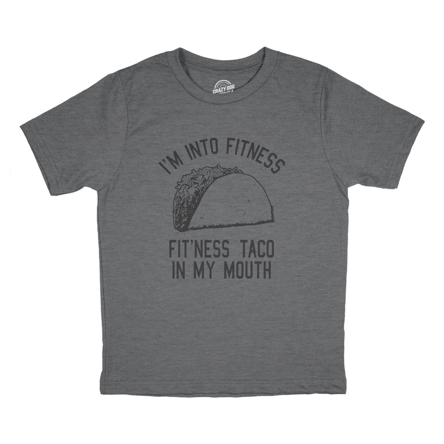 Funny Dark Heather Grey - TACO Fitness Taco Youth T Shirt Nerdy Fitness Food Tee