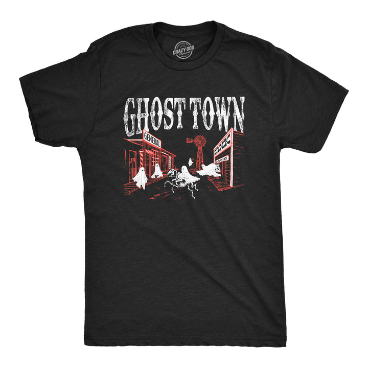 Funny Heather Black - GHOST Ghost Town Mens T Shirt Nerdy Halloween Sarcastic Tee