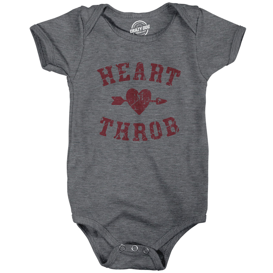 Funny Dark Heather Grey - THROB Heart Throb Onesie Nerdy Valentine's Day Tee