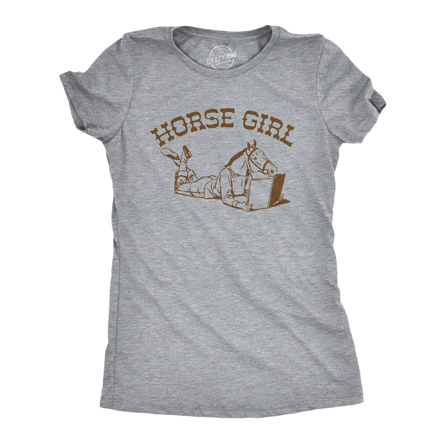 Funny Light Heather Grey - HORSEGIRL Horse Girl Womens T Shirt Nerdy Animal sarcastic Tee