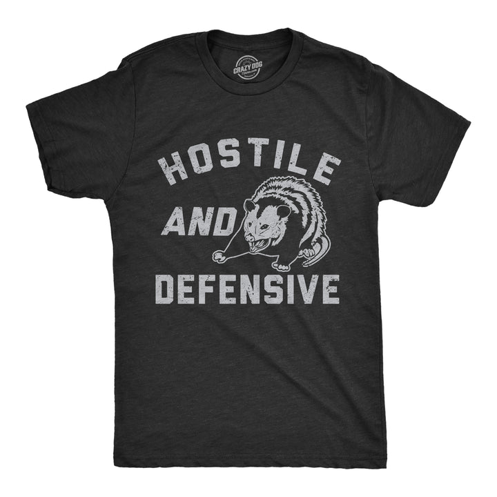 Funny Heather Black - HOSTILE Hostile And Defensive Mens T Shirt Nerdy Sarcastic Tee