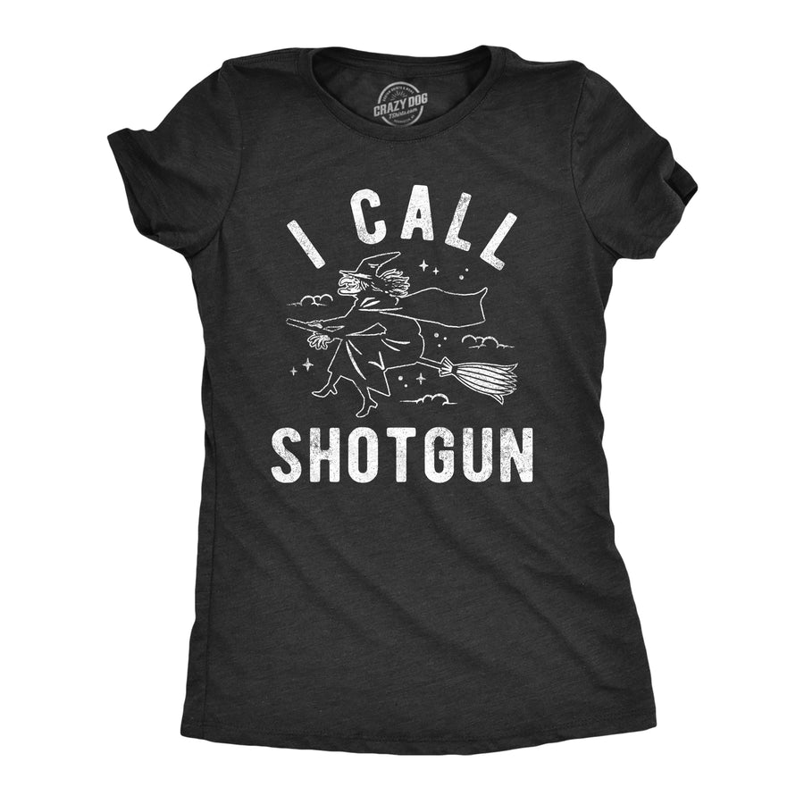 Funny Heather Red - SHOTGUN I Call Shotgun Witch Womens T Shirt Nerdy Christmas Sarcastic Tee