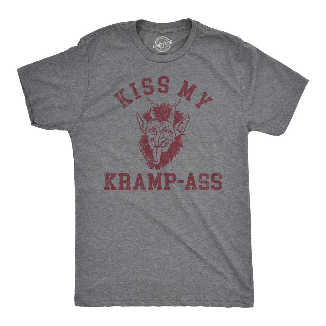 Funny Dark Heather Grey - KRAMPASS Kiss My Kramp Ass Mens T Shirt Nerdy Christmas Sarcastic Tee