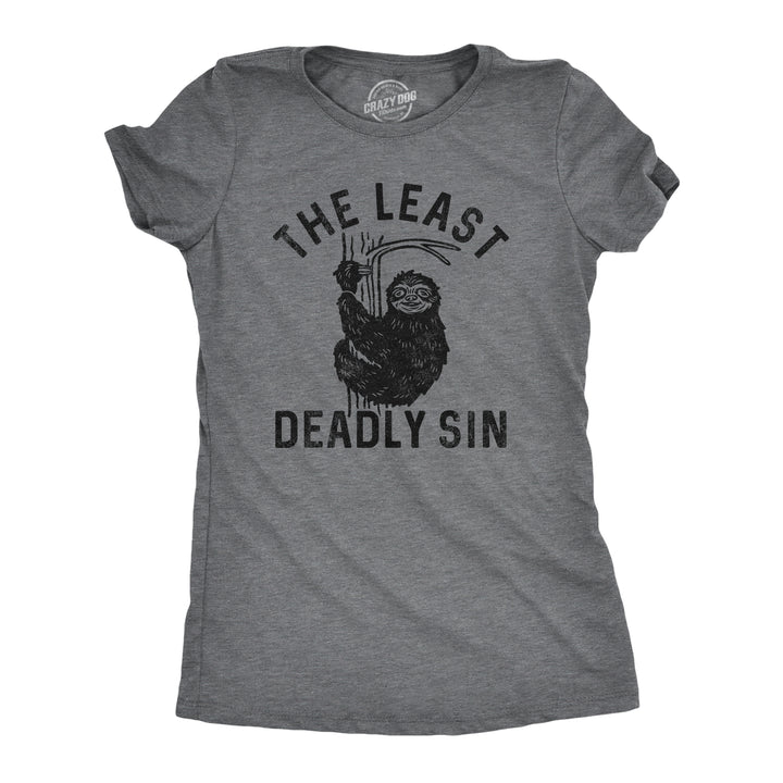 Funny Dark Heather Grey - SIN The Least Deadly Sin Womens T Shirt Nerdy Sarcastic Tee