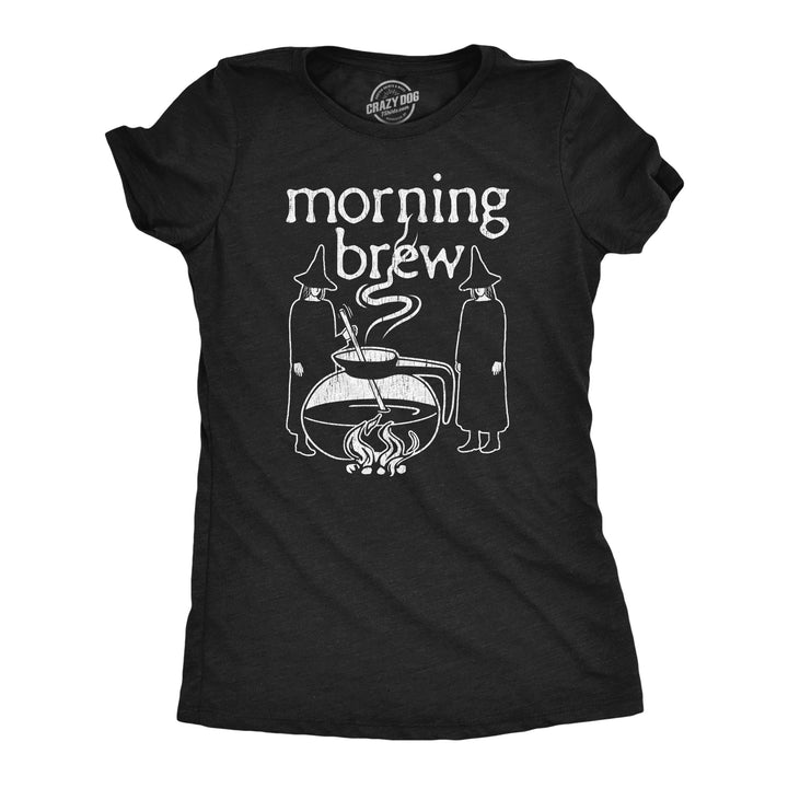 Funny Heather Black - BREW Morning Brew Womens T Shirt Nerdy Coffee Tee