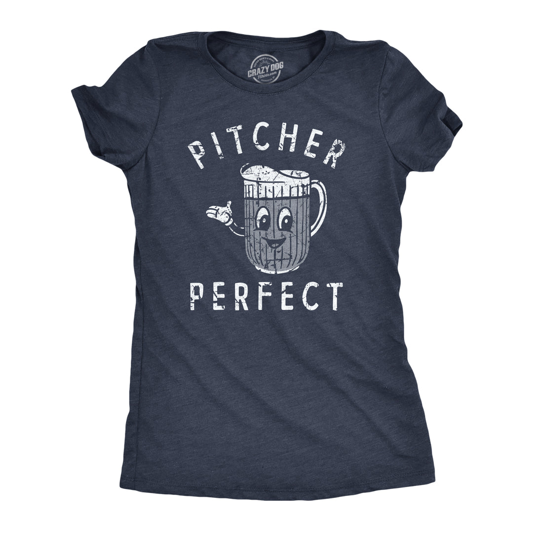 Funny Heather Navy - PITCHER Pitcher Perfect Womens T Shirt Nerdy Beer Drinking Tee