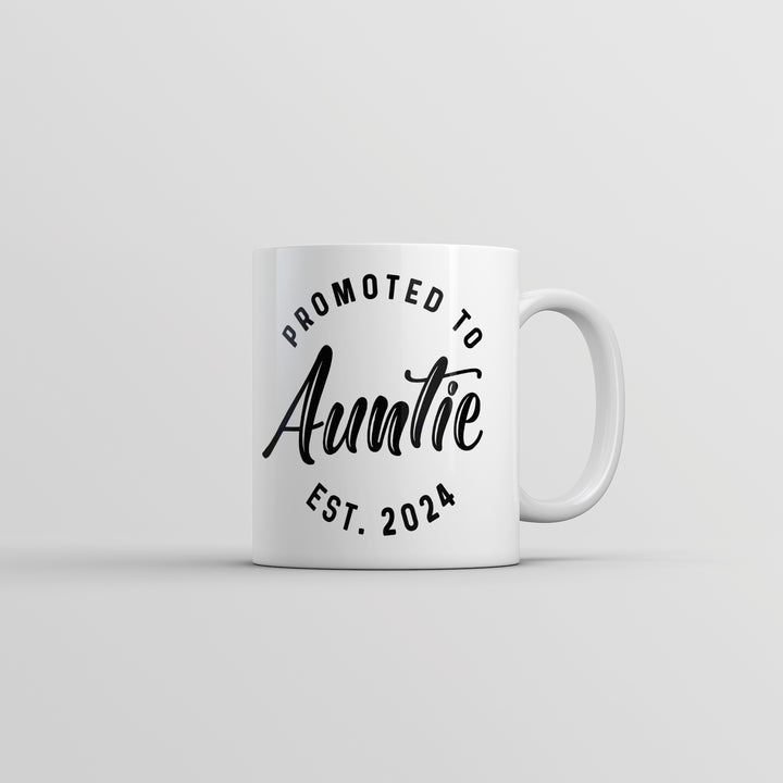 Funny White Promoted To Auntie 2024 Coffee Mug Nerdy Aunt Tee