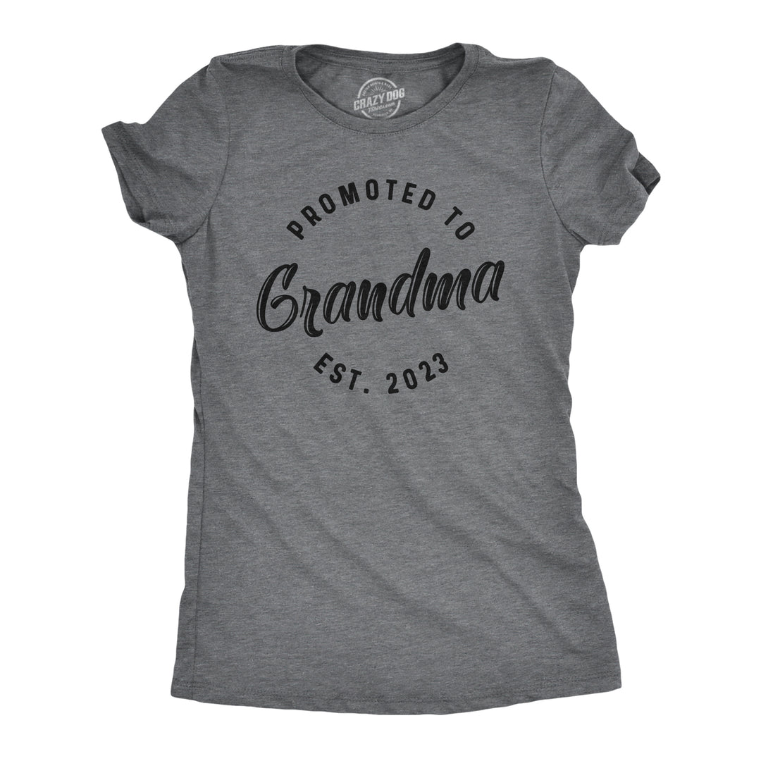 Funny Dark Heather Grey - 2023 Promoted To Grandma 20XX Womens T Shirt Nerdy Mother's Day Grandmother Tee