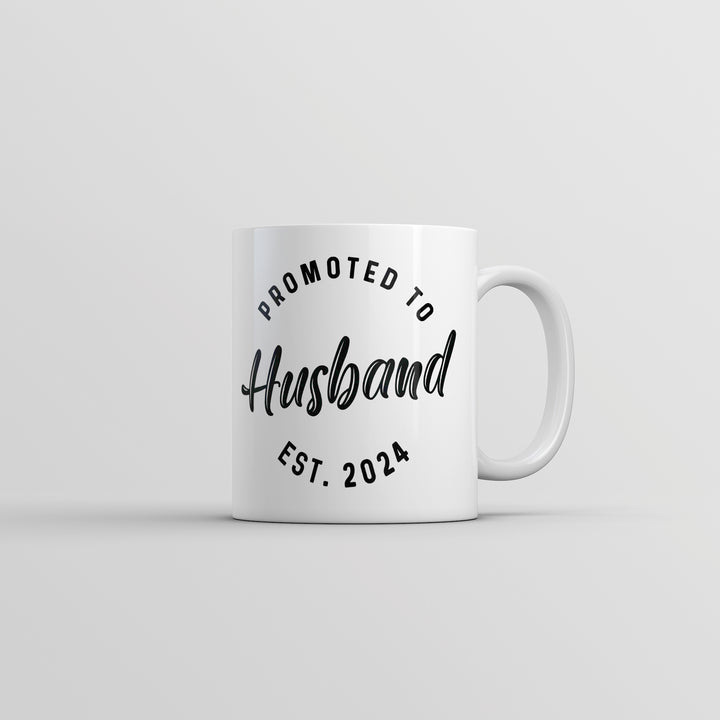 Funny White Promoted To Husband 2024 Coffee Mug Nerdy Wedding Tee