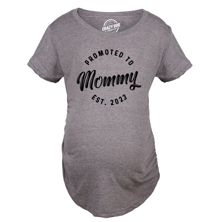 Funny Dark Heather Grey - 2023 Promoted To Mommy 2023 Maternity T Shirt Nerdy Mother's Day Tee