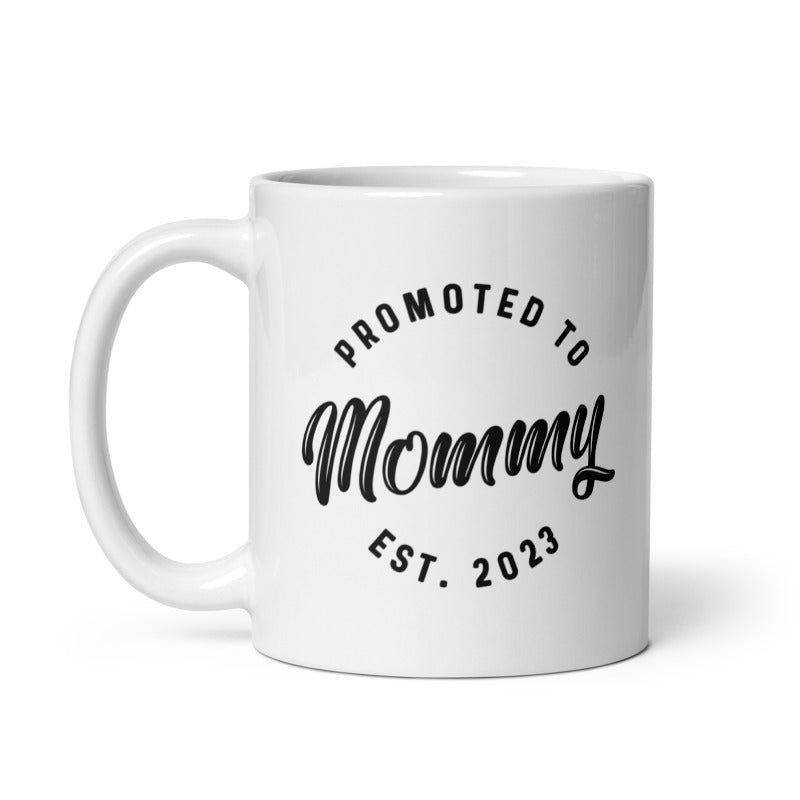 Funny White Promoted To Mommy 2023 Coffee Mug Nerdy Mother's Day Tee